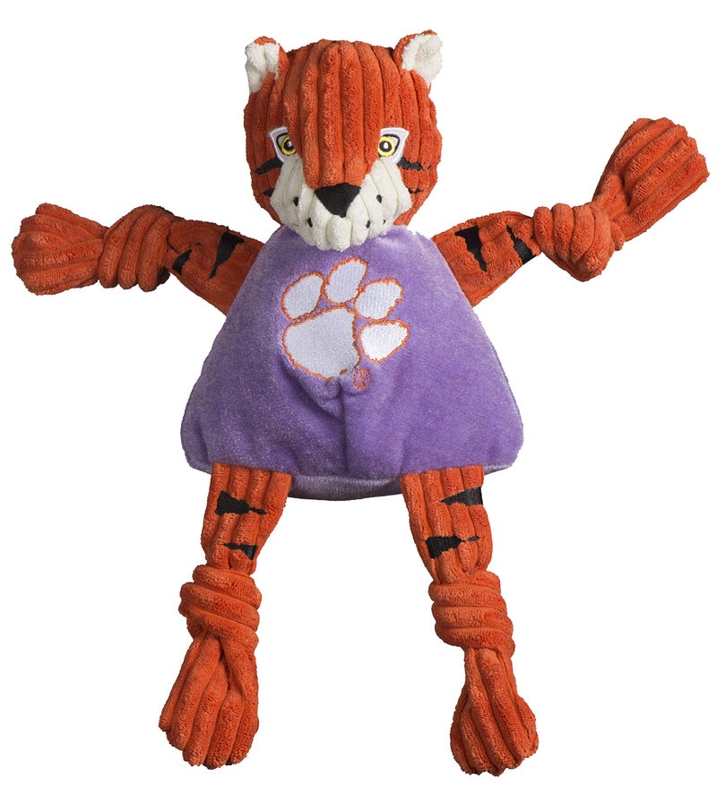 HuggleHounds Knottie Plush Dog Toy - Stuffed Animal Toy, Puppy Toys, Squeaky Dog Toy for Small, Medium & Large Dogs, Durable Plush to Keep Busy, Officially Licensed - Clemson Uni Tiger, Large - Image 1